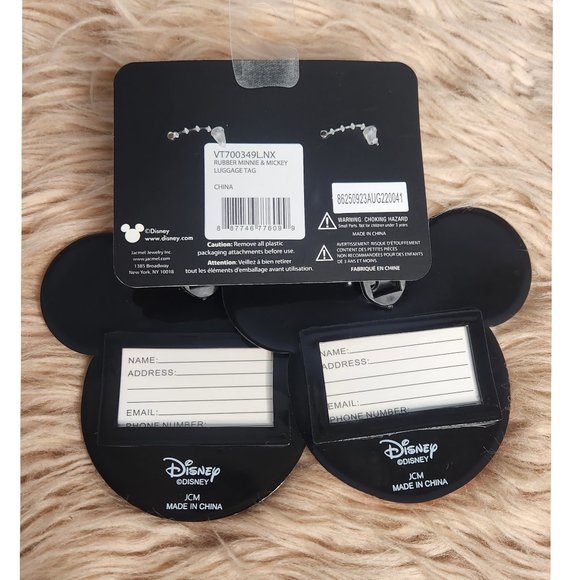 NWT DISNEY HIS & HER MICKEY & MINNIE /SET OF 2 ID BAG TAGS - Picture 2 of 2